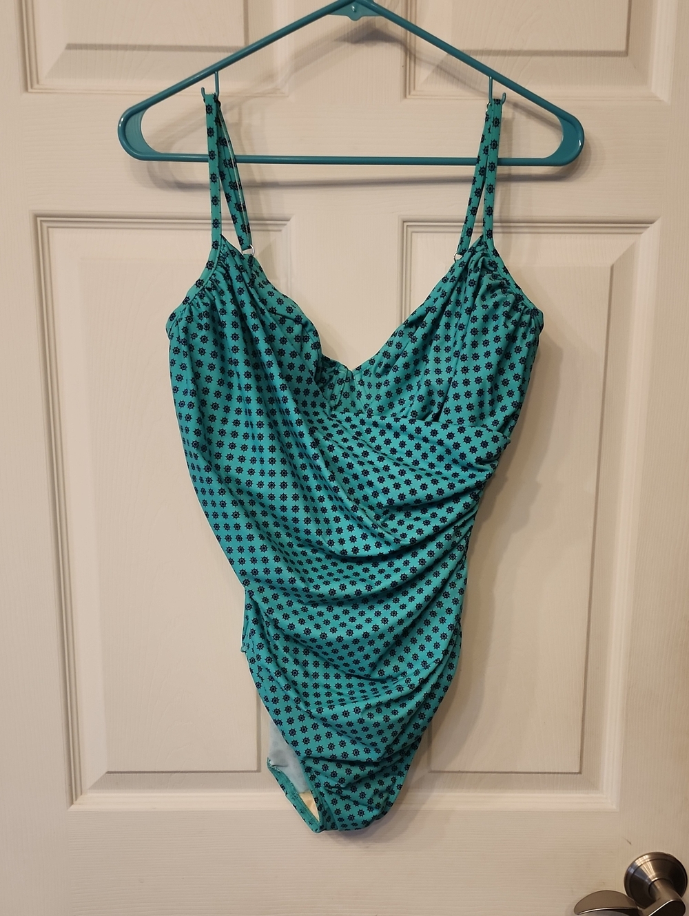 Miraclesuit Green One-Piece Swimsuit with Blue Print